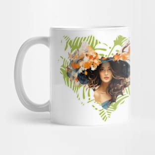 beautiful flower leaves and girl nature Mug